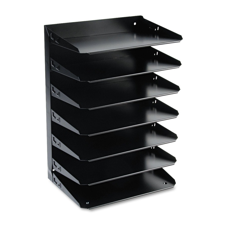 MULTI-TIER STEEL HORIZONTAL ORGANIZERS, 7 SECTIONS, LETTER SIZE FILES, 12″ X 8.75″ X 17.75″, BLACK