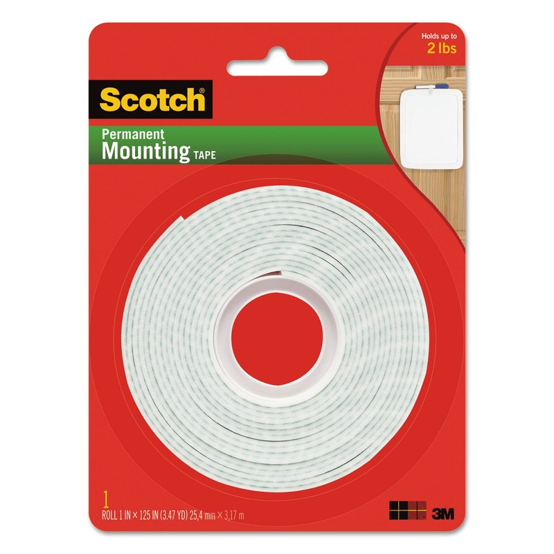 Permanent High-Density Foam Mounting Tape, 1″ Wide X 125″ Long