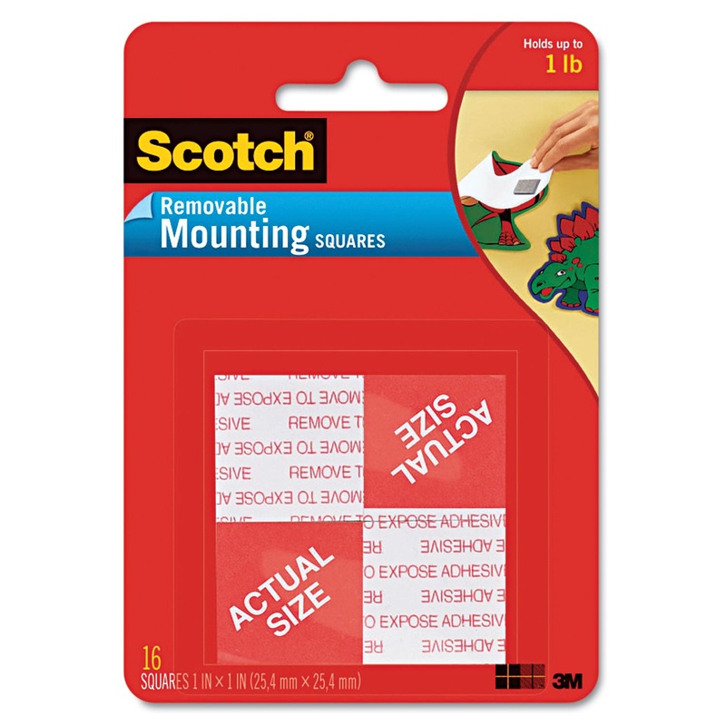 Precut Foam Mounting 1″ Squares, Double-Sided, Removable, 16/pack