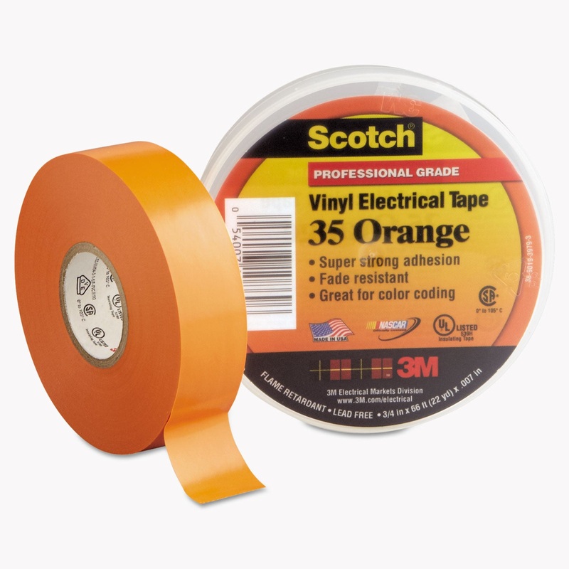 SCOTCH 35 VINYL ELECTRICAL COLOR CODING TAPE, 3″ CORE, 0.75″ X 66 FT, ORANGE