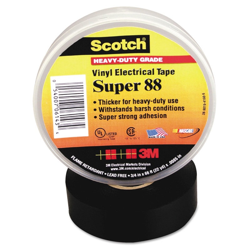 SCOTCH 88 SUPER VINYL ELECTRICAL TAPE, 0.75″ X 66 FT, BLACK
