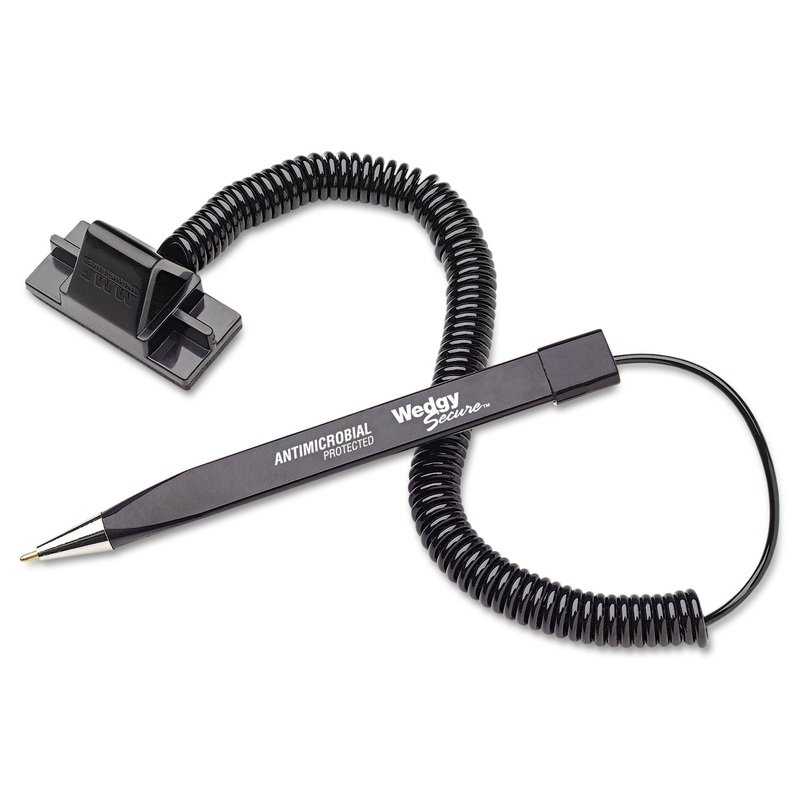 WEDGY SECURE ANTIMICROBIAL BALLPOINT COUNTER PEN W/SCABBARD, 0.5MM, BLACK INK/BARREL