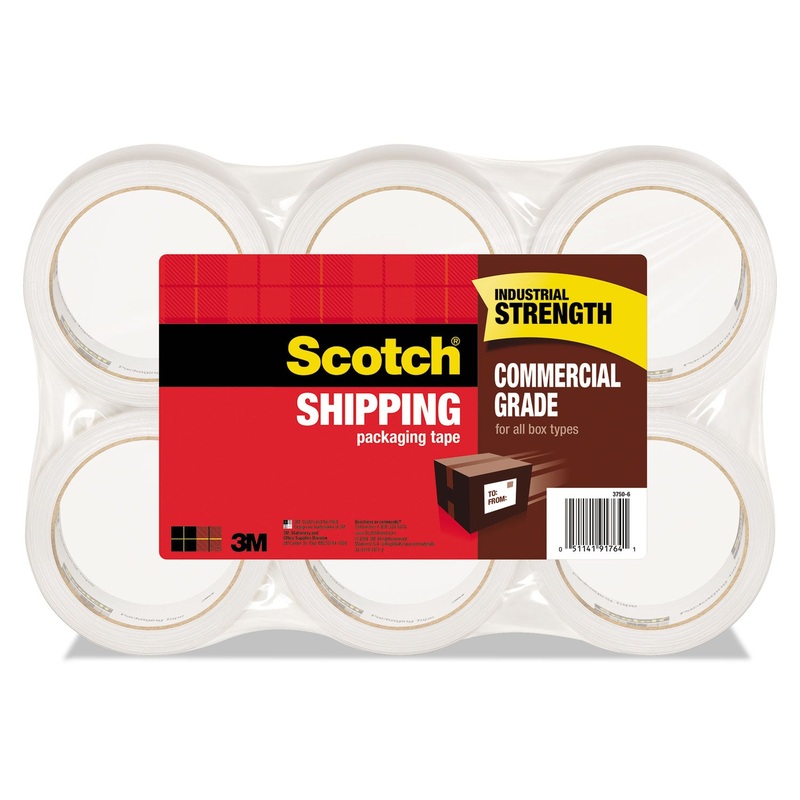 3750 COMMERCIAL GRADE PACKAGING TAPE, 3″ CORE, 1.88″ X 54.6 YDS, CLEAR, 6/PACK