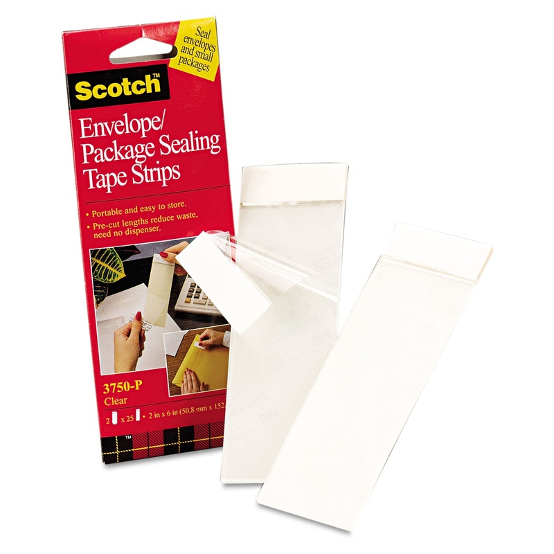 Envelope/package Sealing Tape Strips, 2″ X 6″, Clear, 50/pack