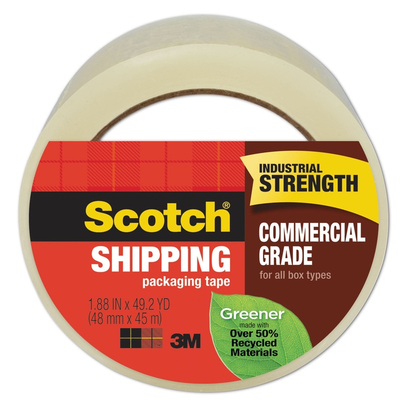 GREENER COMMERCIAL GRADE PACKAGING TAPE, 3″ CORE, 1.88″ X 49.2 YDS, CLEAR