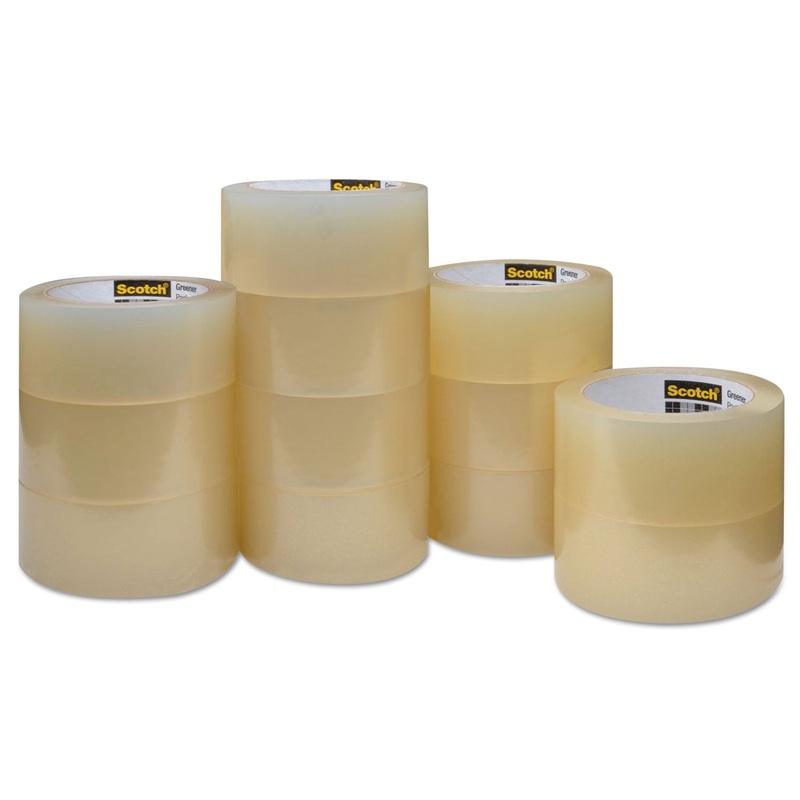 GREENER COMMERCIAL GRADE PACKAGING TAPE, 3″ CORE, 1.88″ X 54.6 YDS, CLEAR, 12/PACK