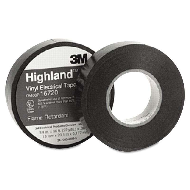 HIGHLAND VINYL COMMERCIAL GRADE ELECTRICAL TAPE 16720, 0.75″ X 66 FT, BLACK
