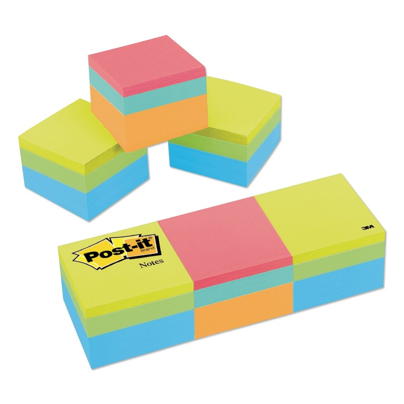 MINI CUBES, 1 7/8 X 1 7/8, ORANGE WAV/GREEN WAVE, 400-SHEET, 3/PACK