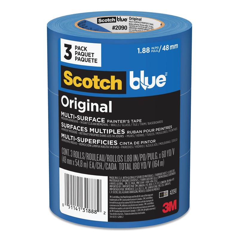 ORIGINAL MULTI-SURFACE PAINTER’S TAPE, 3″ CORE, 1.88″ X 60 YDS, BLUE, 3/PACK