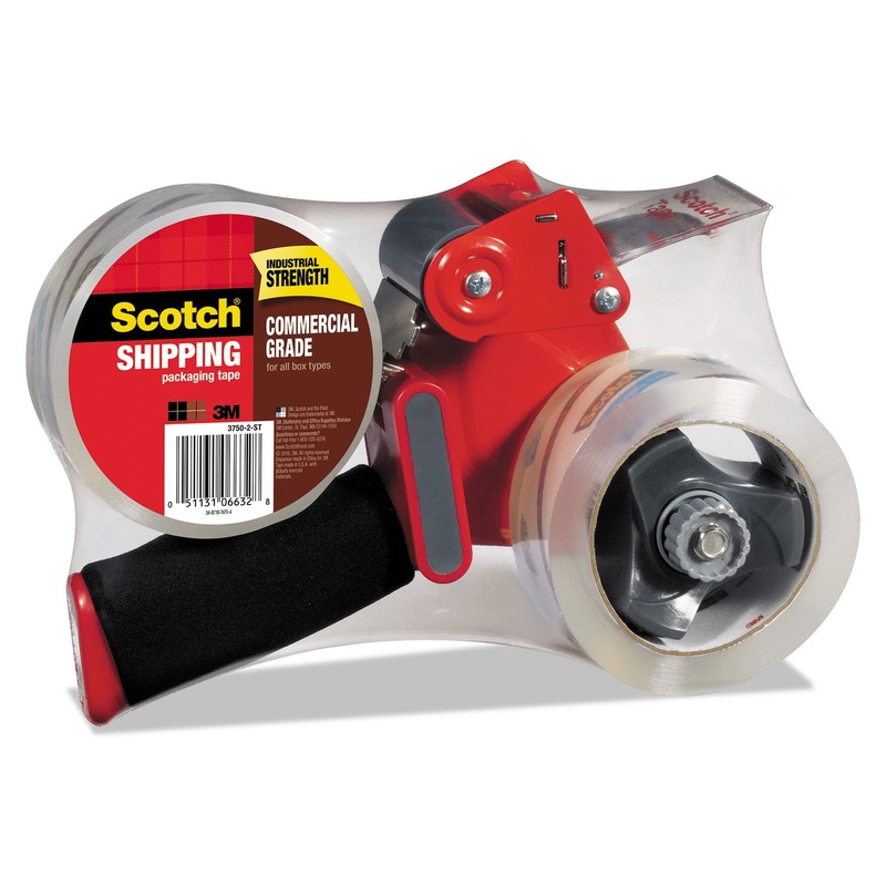 Packaging Tape Dispenser With 2 Rolls Of Tape, 1.88″ X 54.6yds