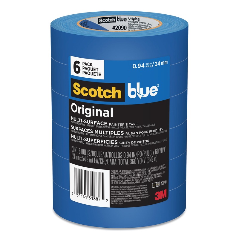 PAINTER’S TAPE, 3″ CORE, 0.94″ X 60 YDS, BLUE, 6/PACK