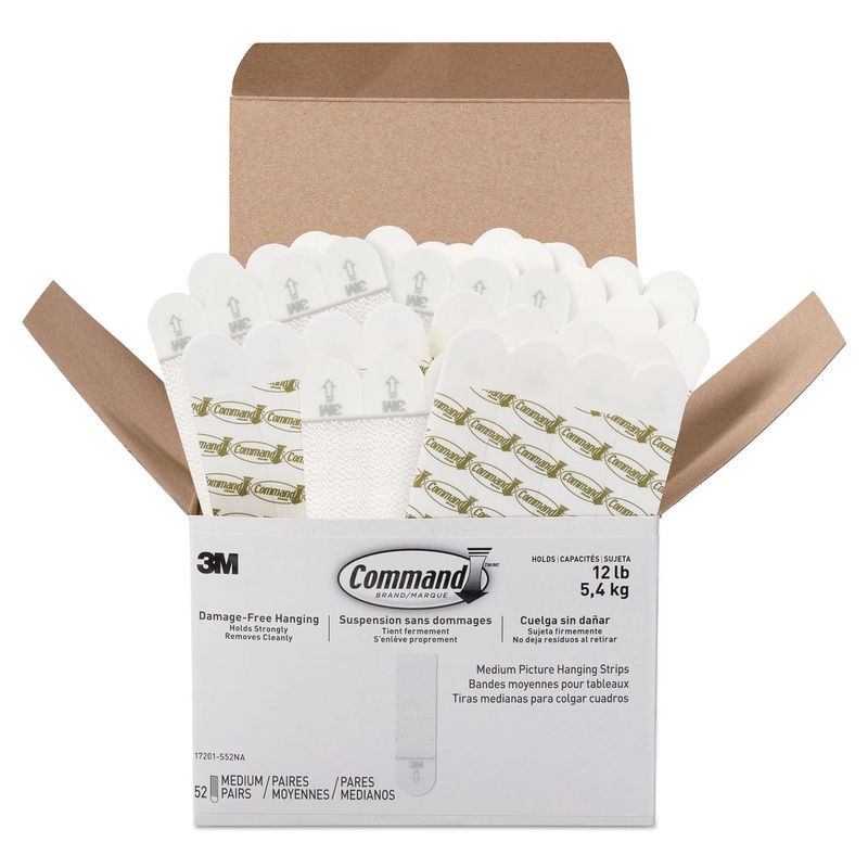 PICTURE HANGING STRIPS, VALUE PACK, REMOVABLE, 0.75″ X 2.75″, WHITE, 52 PAIRS/PACK