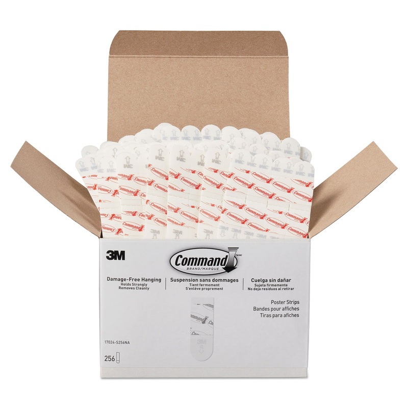 POSTER STRIPS, REMOVABLE, HOLDS UP TO 1 LB, 5/8″ X 1 3/4″, WHITE, 256/PACK