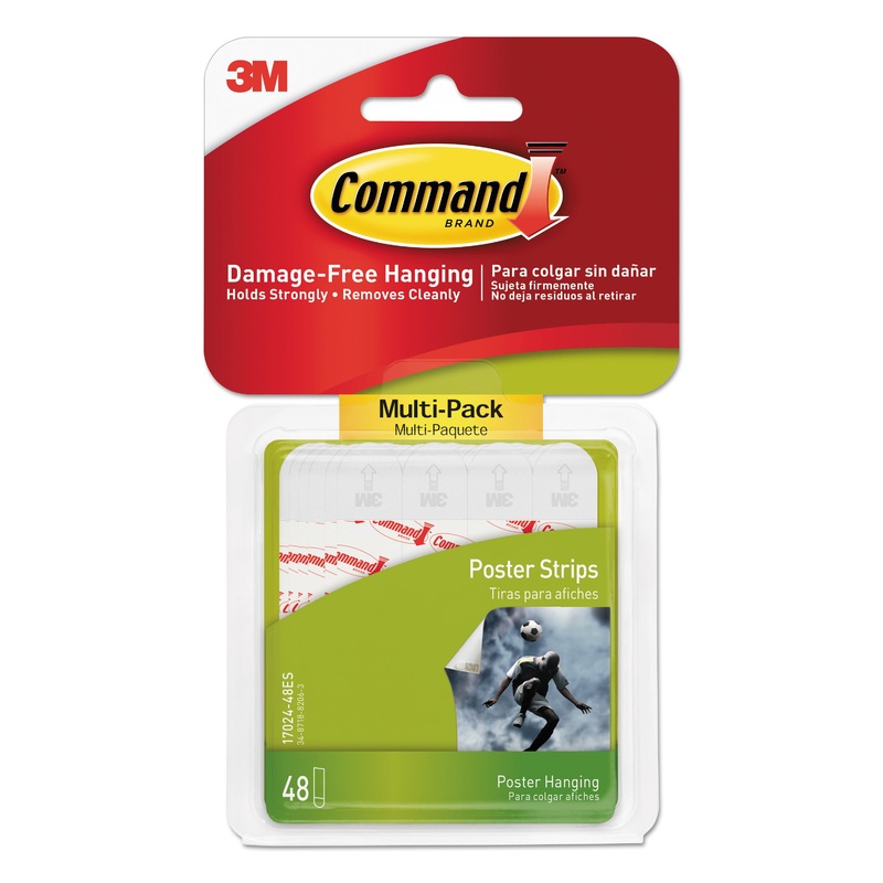 POSTER STRIPS VALUE PACK, 5/8″ X 1 3/4″, WHITE, 48/PACK