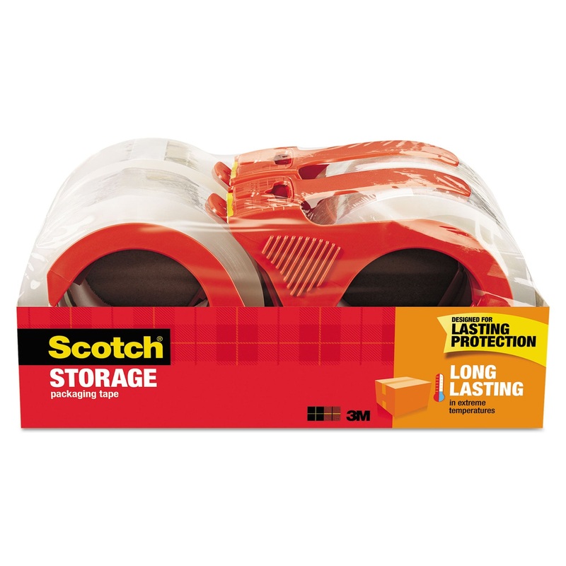 STORAGE TAPE WITH DISPENSER, 3″ CORE, 1.88″ X 38.2 YDS, CLEAR, 4/PACK