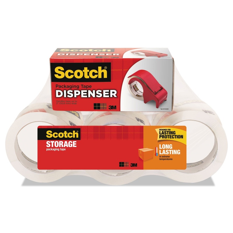 STORAGE TAPE WITH DP300 DISPENSER, 3″ CORE, 1.88″ X 54.6 YDS, CLEAR, 6/PACK