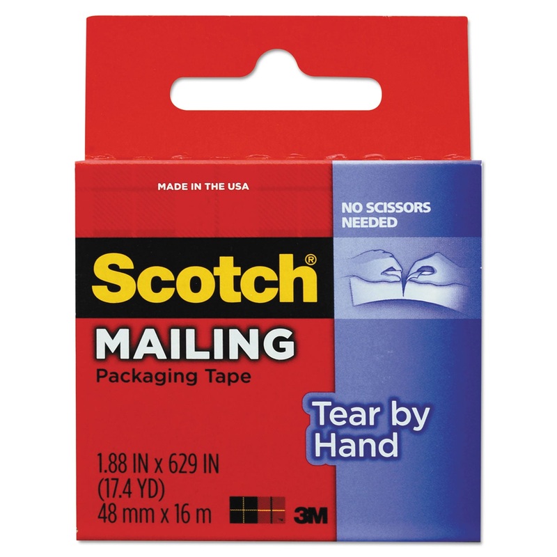 TEAR-BY-HAND PACKAGING TAPES, 1.5″ CORE, 1.88″ X 17.5 YDS, CLEAR