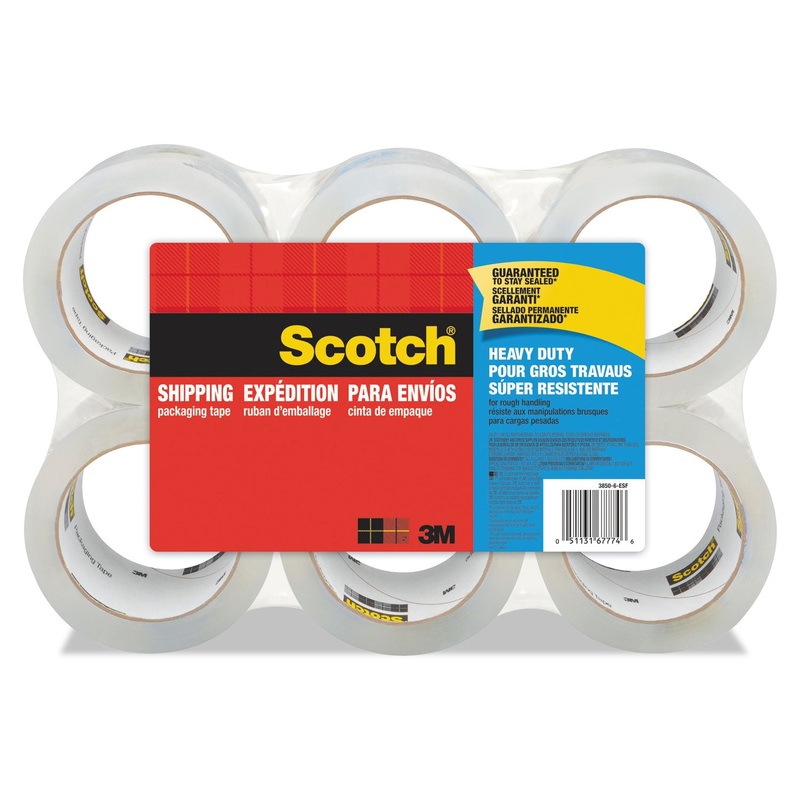 3850 HEAVY-DUTY PACKAGING TAPE, 3″ CORE, 1.88″ X 54.6 YDS, CLEAR, 6/PACK