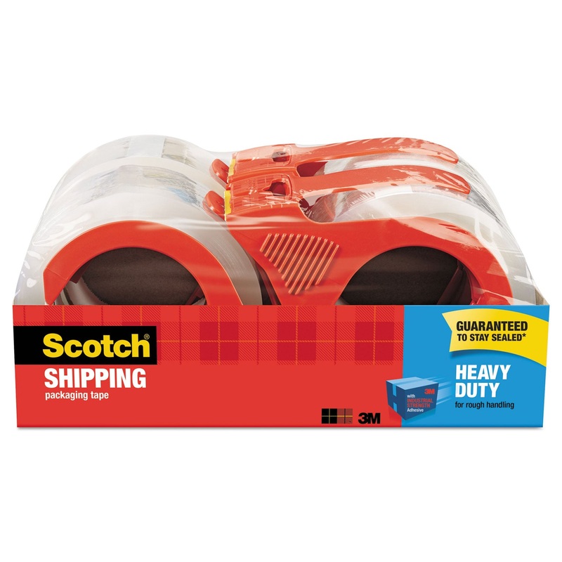 3850 HEAVY-DUTY PACKAGING TAPE WITH DISPENSER, 3″ CORE, 1.88″ X 54.6 YDS, CLEAR, 4/PACK
