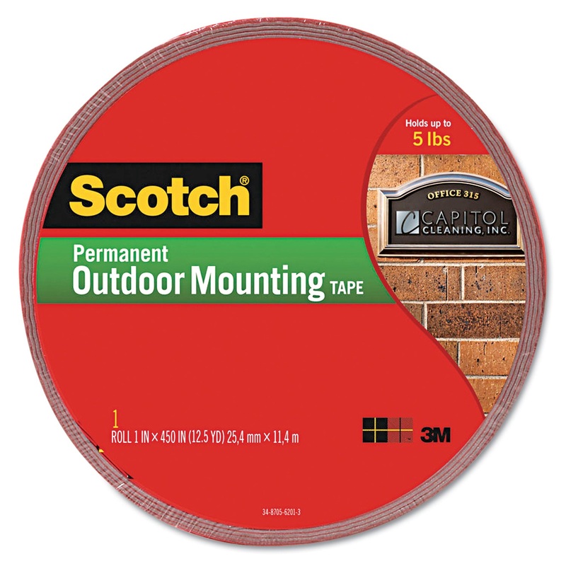 Exterior Weather-Resistant Double-Sided Tape, 1″ X 450″, Gray
