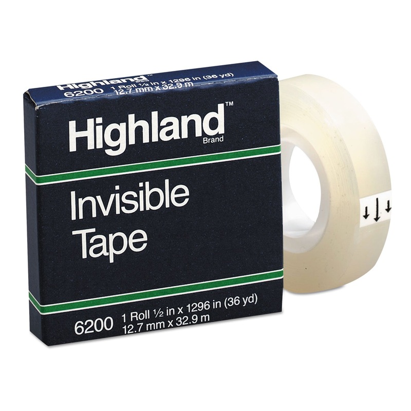 INVISIBLE PERMANENT MENDING TAPE, 1″ CORE, 0.5″ X 36 YDS, CLEAR