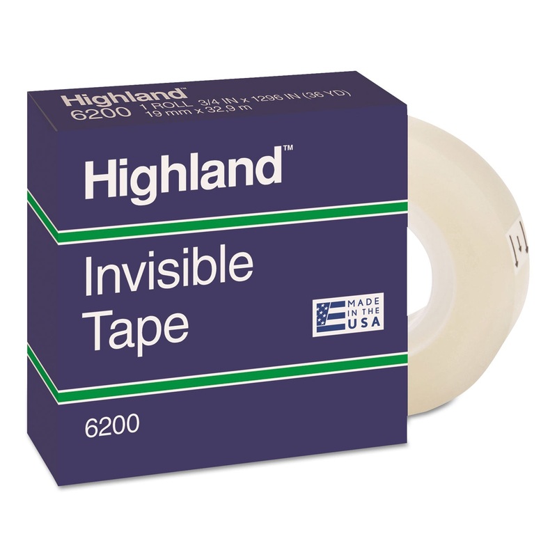 INVISIBLE PERMANENT MENDING TAPE, 1″ CORE, 0.75″ X 36 YDS, CLEAR