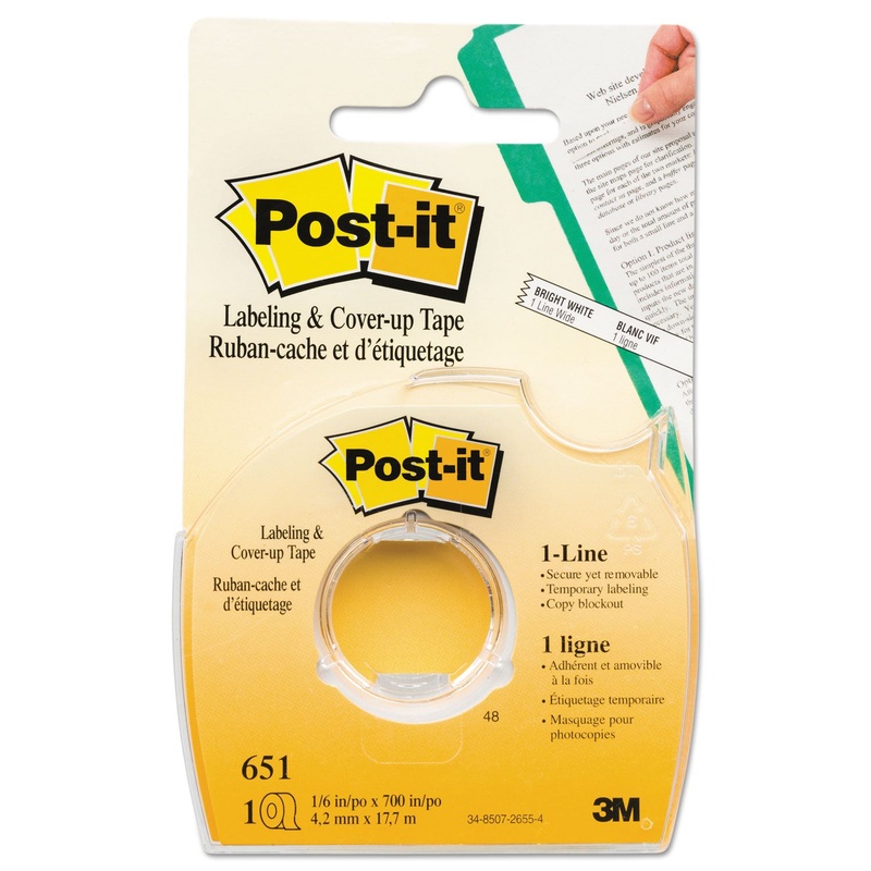 Labeling & Cover-Up Tape, Non-Refillable, 1/6″ X 700″ Roll