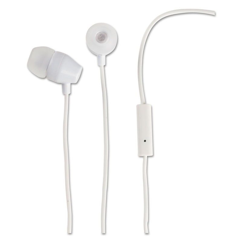 Noise Isolating Earbuds With In-Line Microphone, White