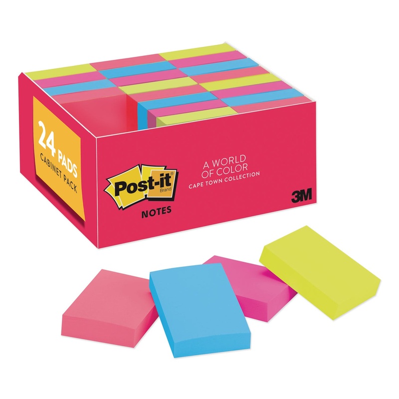 ORIGINAL PADS IN CAPE TOWN COLORS, 1 3/8 X 1 7/8, PLAIN, 100-SHEET, 24/PACK