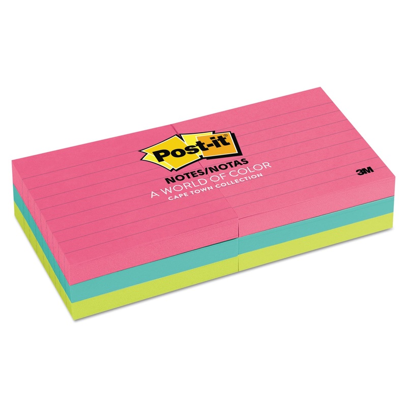 Original Pads In Cape Town Colors, 3 X 3, Lined, 100-Sheet, 6/pack