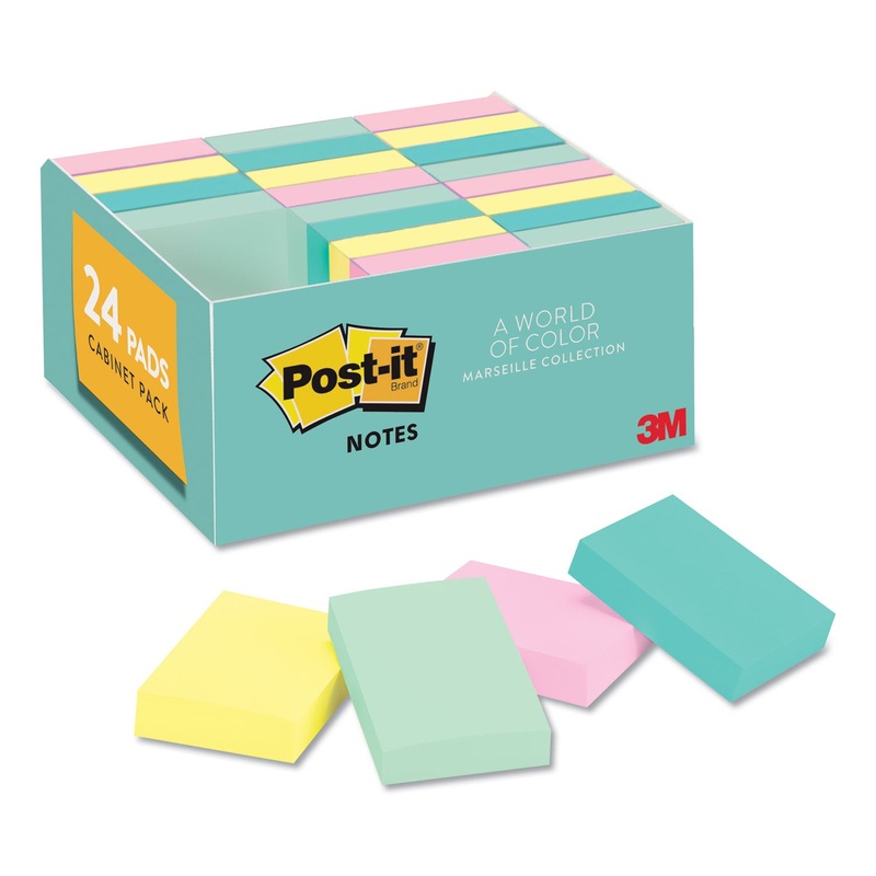 ORIGINAL PADS IN MARSEILLE COLORS, VALUE PACK, 1 3/8 X 1 7/8, 100-SHEET, 24/PACK