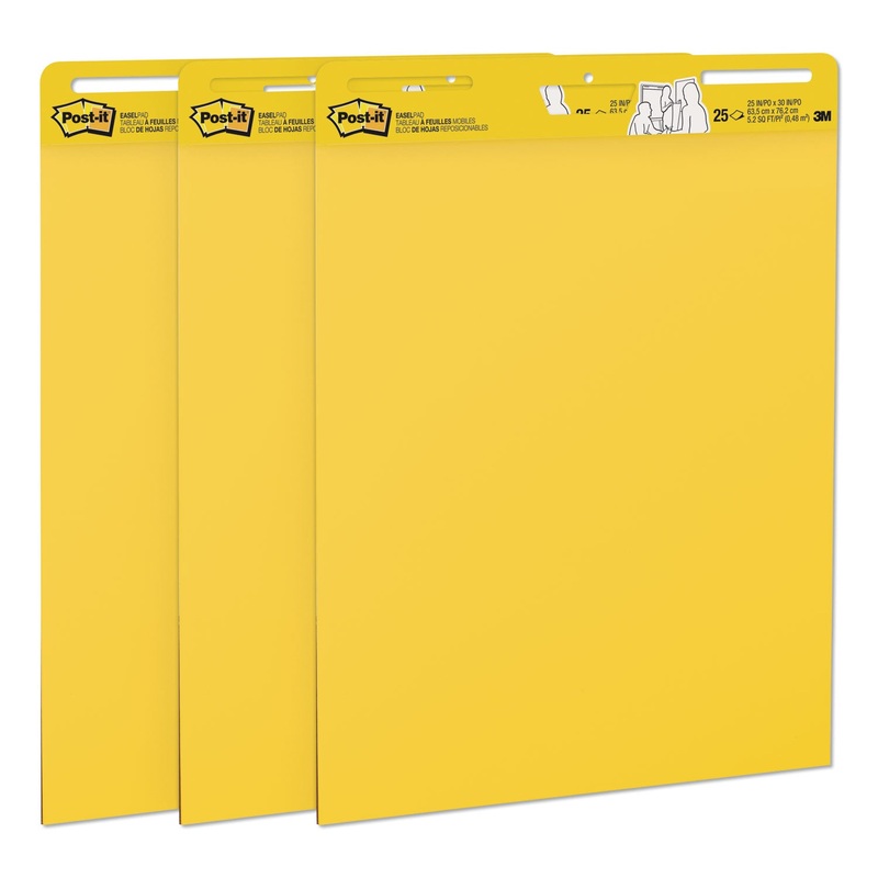 SELF-STICK EASEL PADS, 25 X 30, BRIGHT YELLOW, 25 SHEETS, 3/CARTON