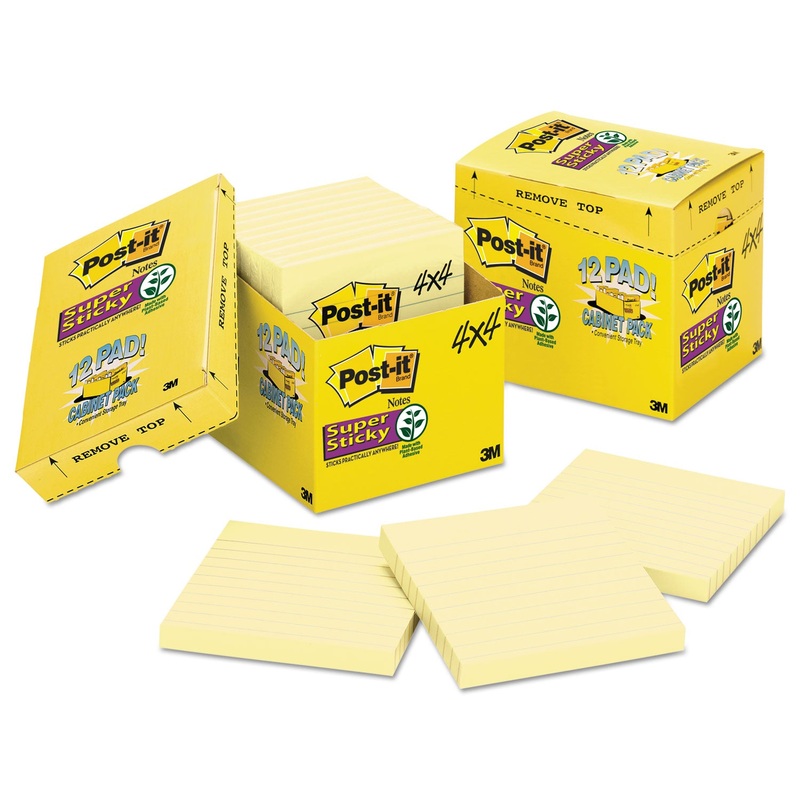 Canary Yellow Note Pads, Lined, 4 X 4, 90-Sheet, 12/pack