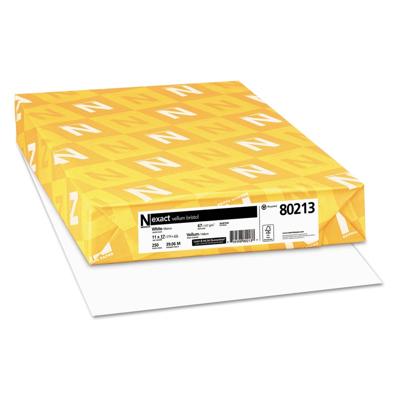 EXACT VELLUM BRISTOL MEDIUM HEAVYWEIGHT PAPER, 67 LB, 11 X 17, WHITE, 250/PACK