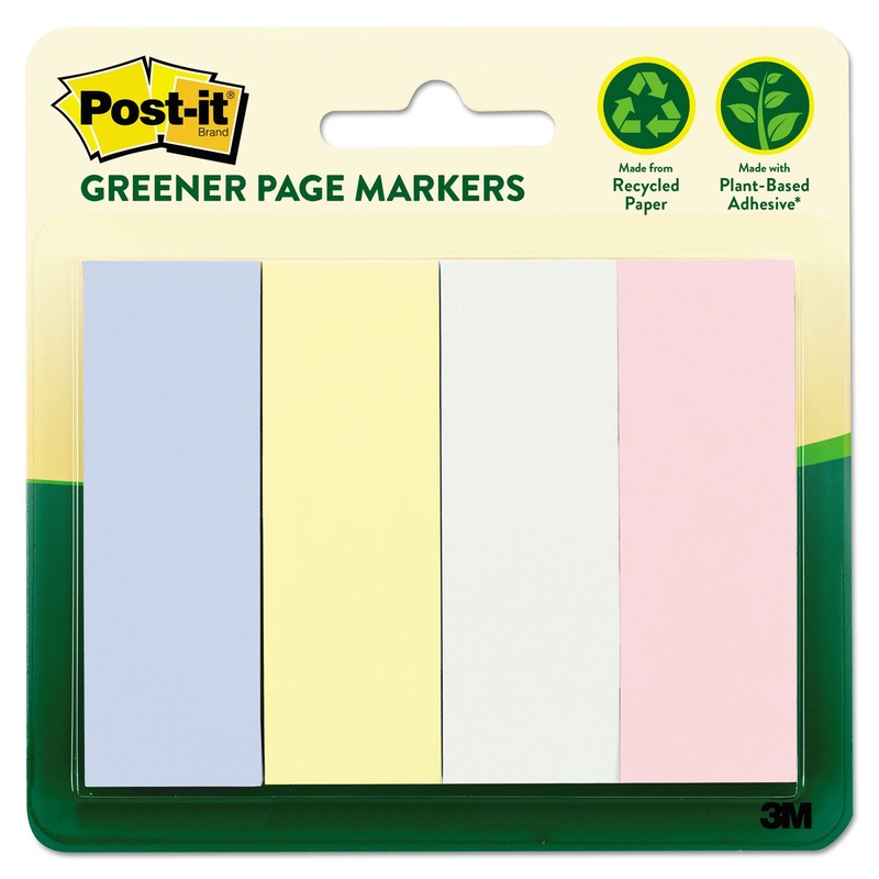 Greener Page Flags, Pastel, 50 Strips/pad, 4 Pads/pack