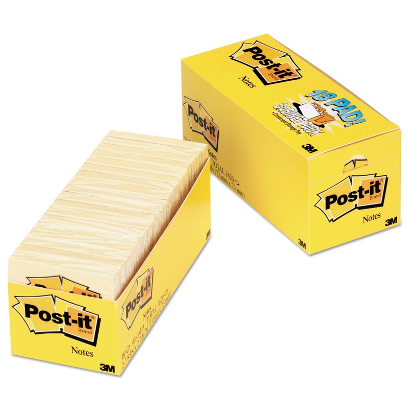 Original Pads In Canary Yellow, Cabinet Pack, 3 X 3, 90-Sheet, 18/pack