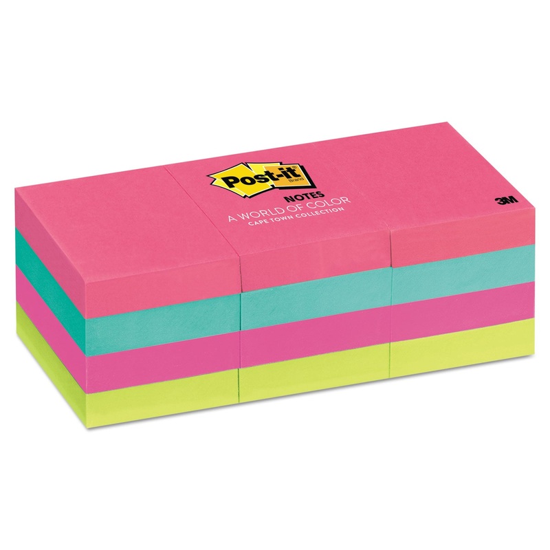 ORIGINAL PADS IN CAPE TOWN COLORS, 1 3/8 X 1 7/8, 100-SHEET, 12/PACK