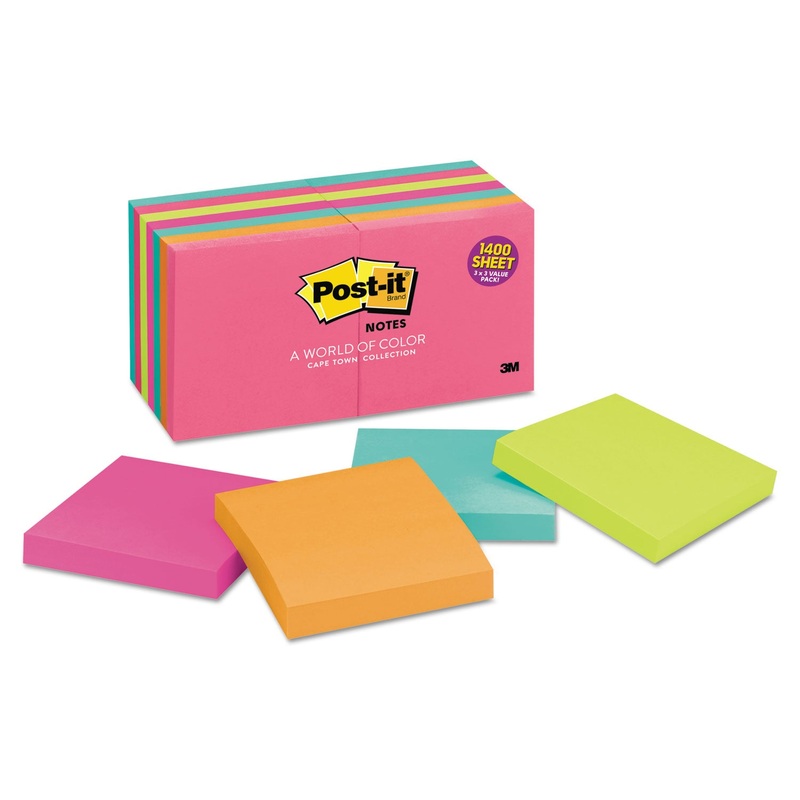 Original Pads In Cape Town Colors, 3 X 3, 100-Sheet, 14/pack