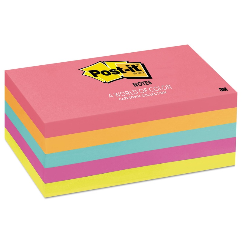 Original Pads In Cape Town Colors, 3 X 5, 100-Sheet, 5/pack