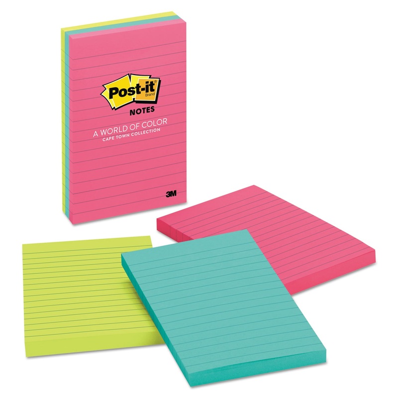 Original Pads In Cape Town Colors, Lined, 4 X 6, 100-Sheet, 3/pack