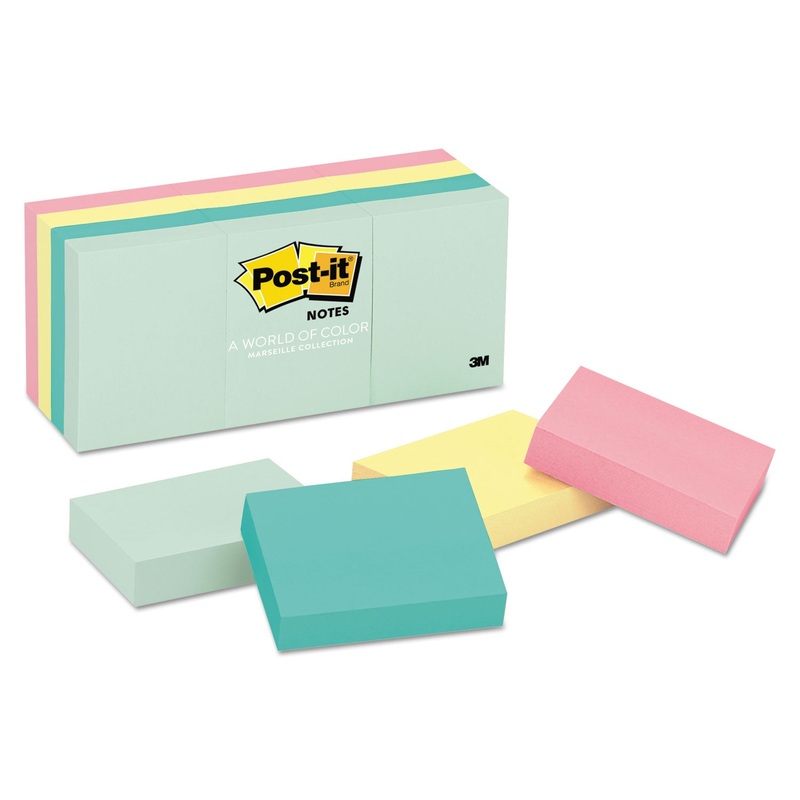 ORIGINAL PADS IN MARSEILLE COLORS, 1 3/8 X 1 7/8, 100-SHEET, 12/PACK