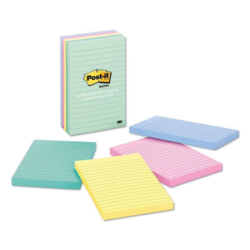 Original Pads In Marseille Colors, Lined, 4 X 6, 100-Sheet, 5/pack