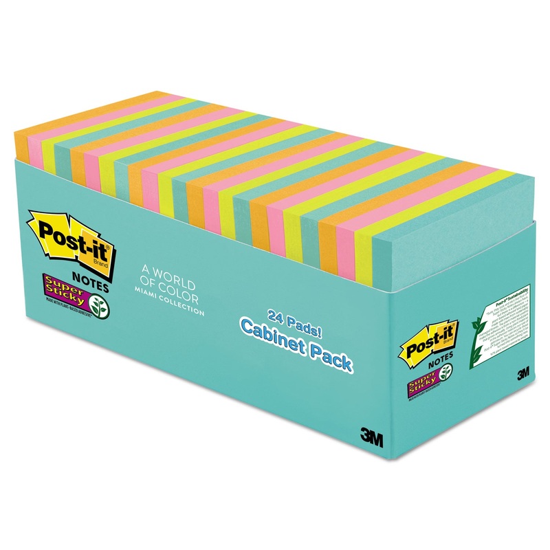 Pads In Miami Colors, 3 X 3, 70/pad, 24 Pads/pack