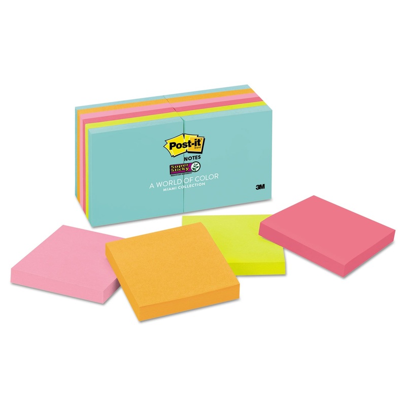 Pads In Miami Colors, 3 X 3, 90/pad, 12 Pads/pack