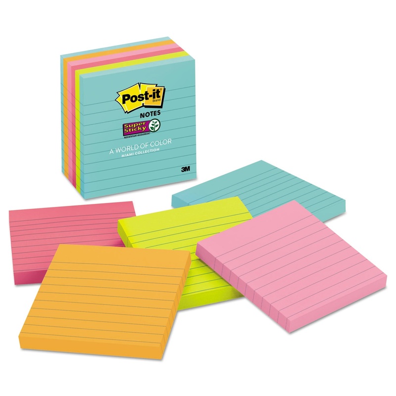 Pads In Miami Colors, Lined, 4 X 4, 90/pad, 6 Pads/pack
