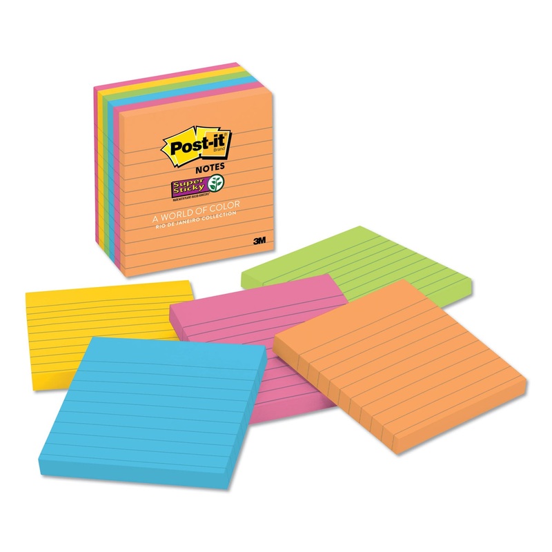 PADS IN RIO DE JANEIRO COLORS, LINED, 4 X 4, 90-SHEET PADS, 6/PACK