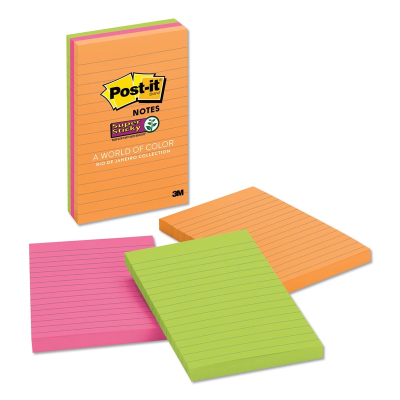 PADS IN RIO DE JANEIRO COLORS, LINED, 4 X 6, 90-SHEET PADS, 3/PACK