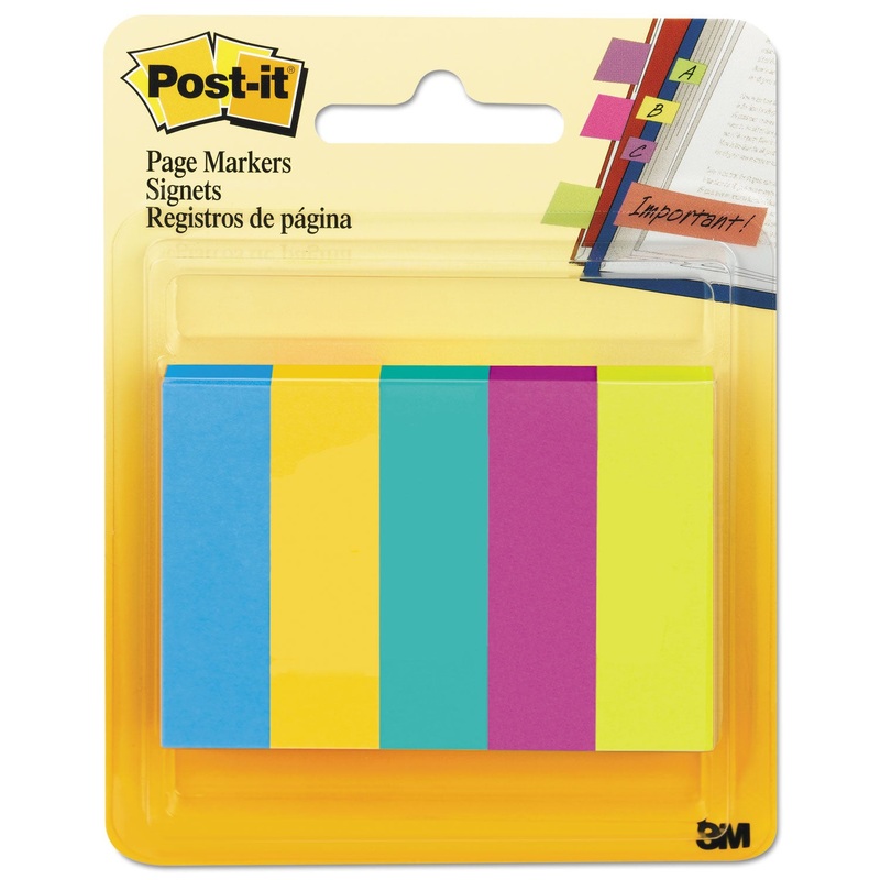 Page Flag Markers, Assorted Colors,100 Flags/pad, 5 Pads/pack