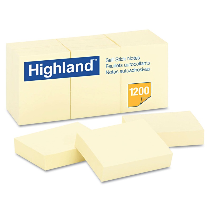 SELF-STICK NOTES, 1.38 X 1.88, YELLOW, 100 NOTES/PAD, 12 PADS/PACK