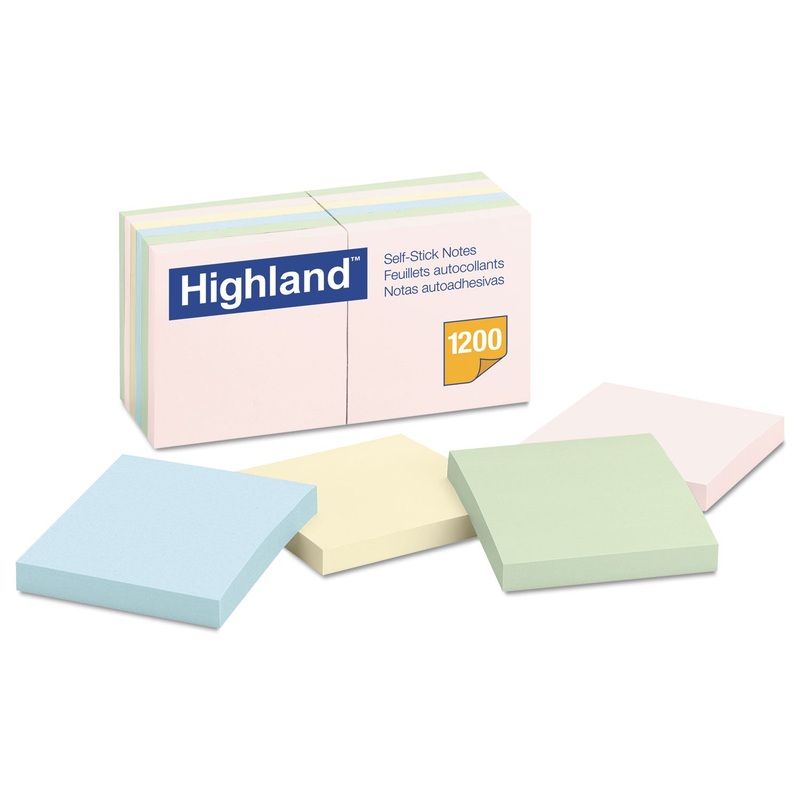 Self-Stick Notes, 3 X 3, Assorted Pastel, 100-Sheet, 12/pack